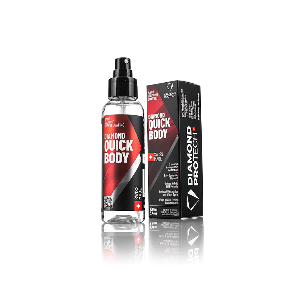 100ml of Diamond ProTech Diamond Quick Body, a sprayable nanodiamond coating for 6 months of protection and maintenance.