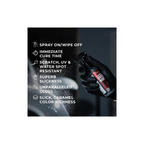 Gloved hand spraying Diamond ProTech Diamond Quick Body, highlighting features like instant cure time and scratch resistance.