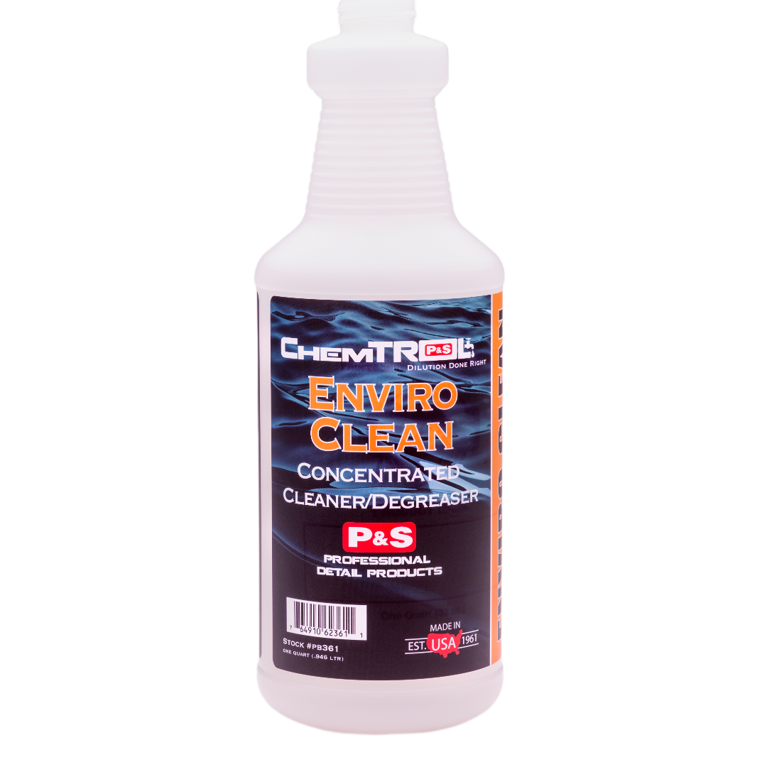 32 oz bottle of P&S Enviro-Clean Concentrated Cleaner, safe and effective for heavy-duty cleaning on vehicles.