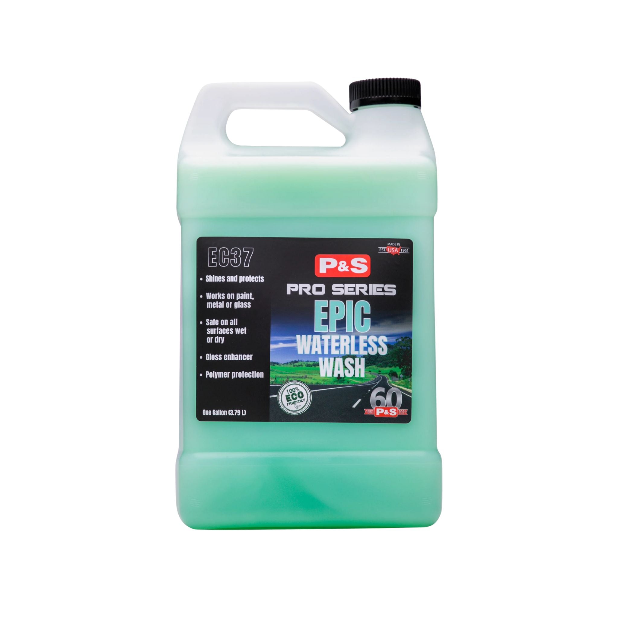 Gallon of P&S Epic Waterless Wash with lubricants and cleaning agents to carefully remove soil from your car without water.