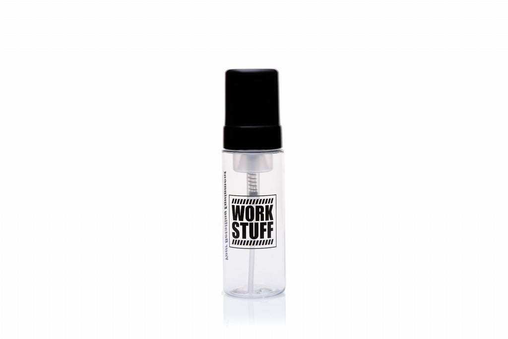 Work Stuff FOAM BOTTLE with foam pump for precise, waste-free application of APCs and leather cleaners in car interiors.