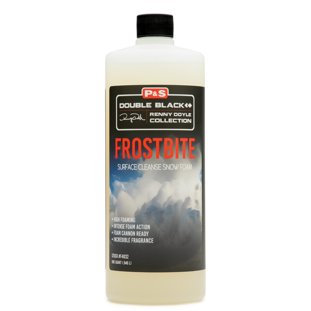 32 oz bottle of P&S Frostbite, a high-foaming shampoo that encapsulates dirt for safe and effective cleaning.