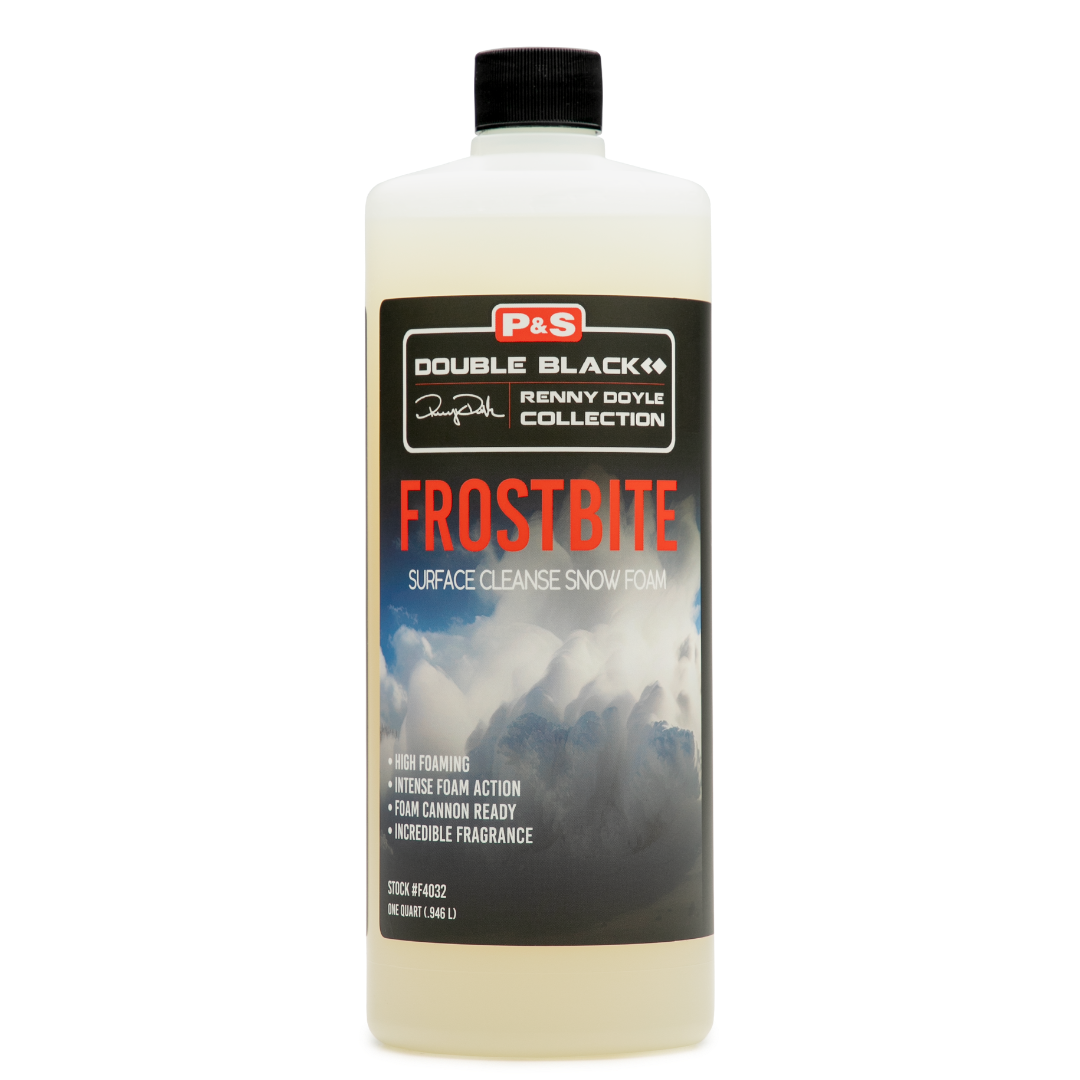 32 oz bottle of P&S Frostbite, a high-foaming shampoo that encapsulates dirt for safe and effective cleaning.