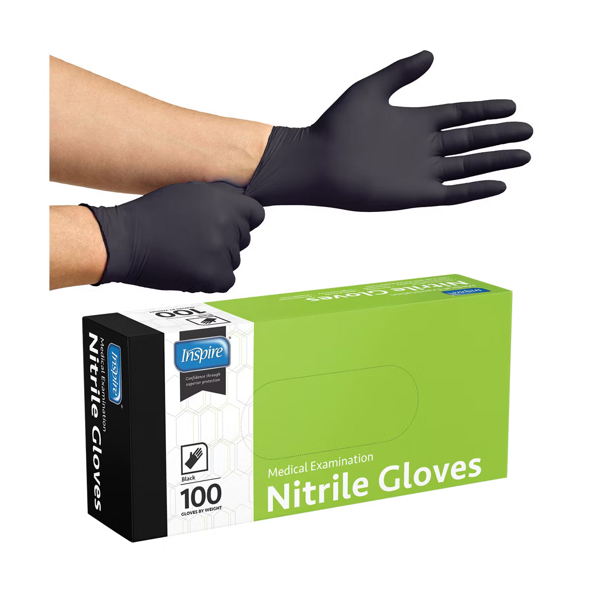 Inspire Black Nitrile Disposable Gloves