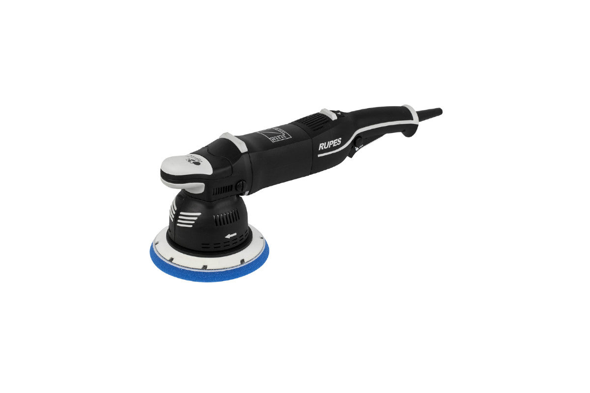 RUPES Bigfoot Mille LK900E seen as the base tool with a gear-driven orbit and clockwise rotation.