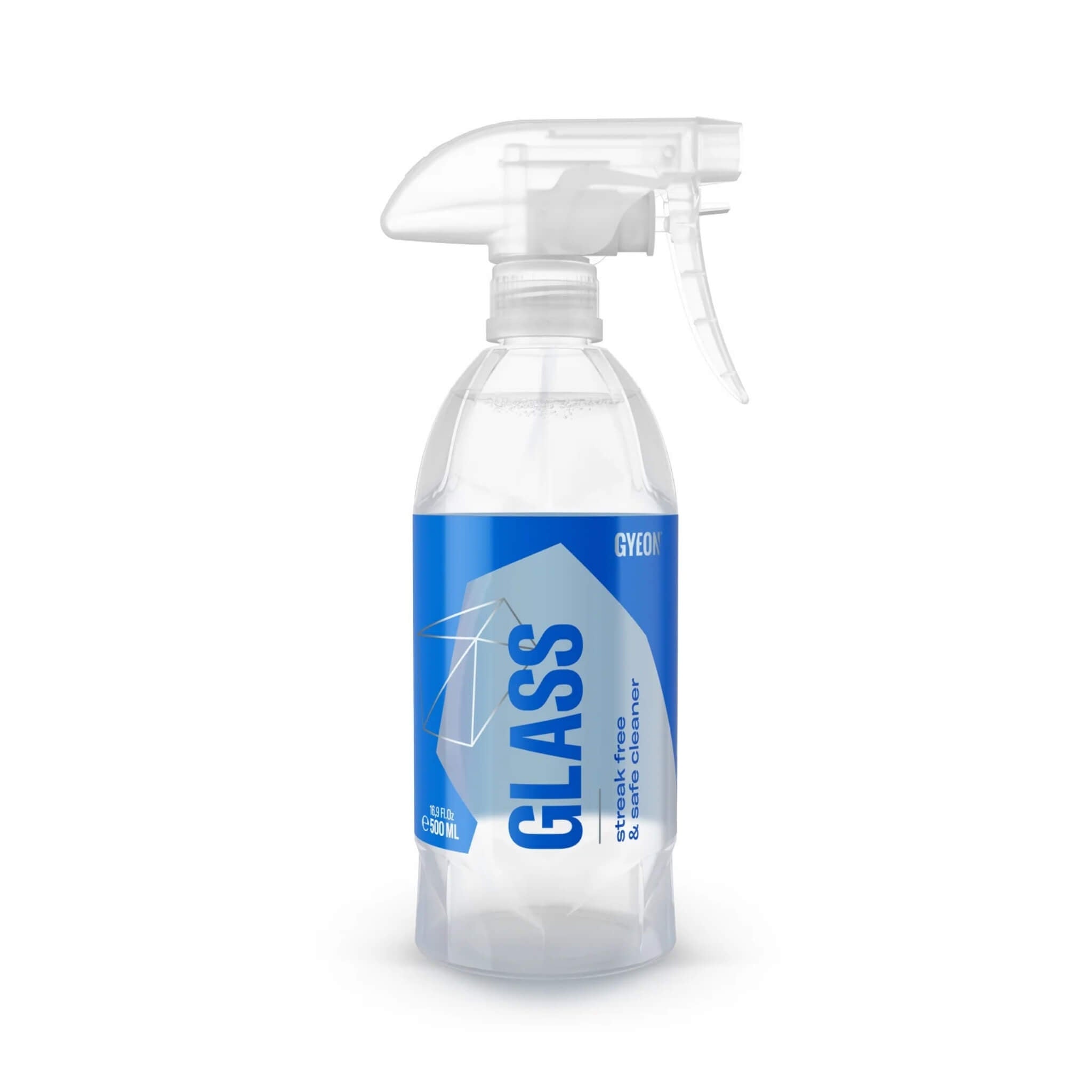 500mL bottle of GYEON Q²M Glass for streak-free cleaning of automotive windows and glass surfaces.