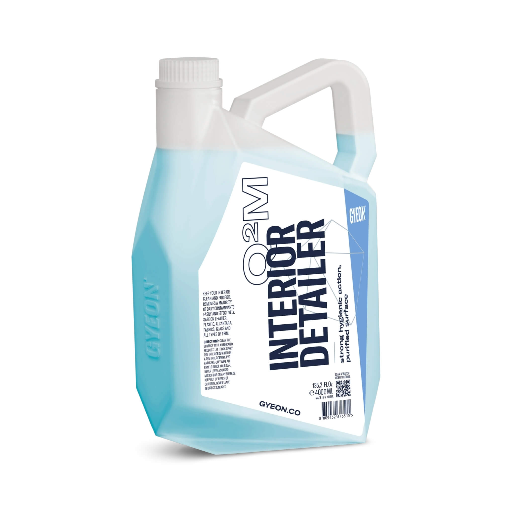 4L jug of GYEON Q²M Interior Detailer for removing light grime and leaving a fresh, non-sticky finish on interior surfaces.