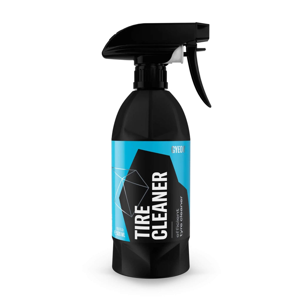 Gyeon Q²M TireCleaner removes dirt, old tire dressings, and road grime from tires for a clean surface ready for dressing.
