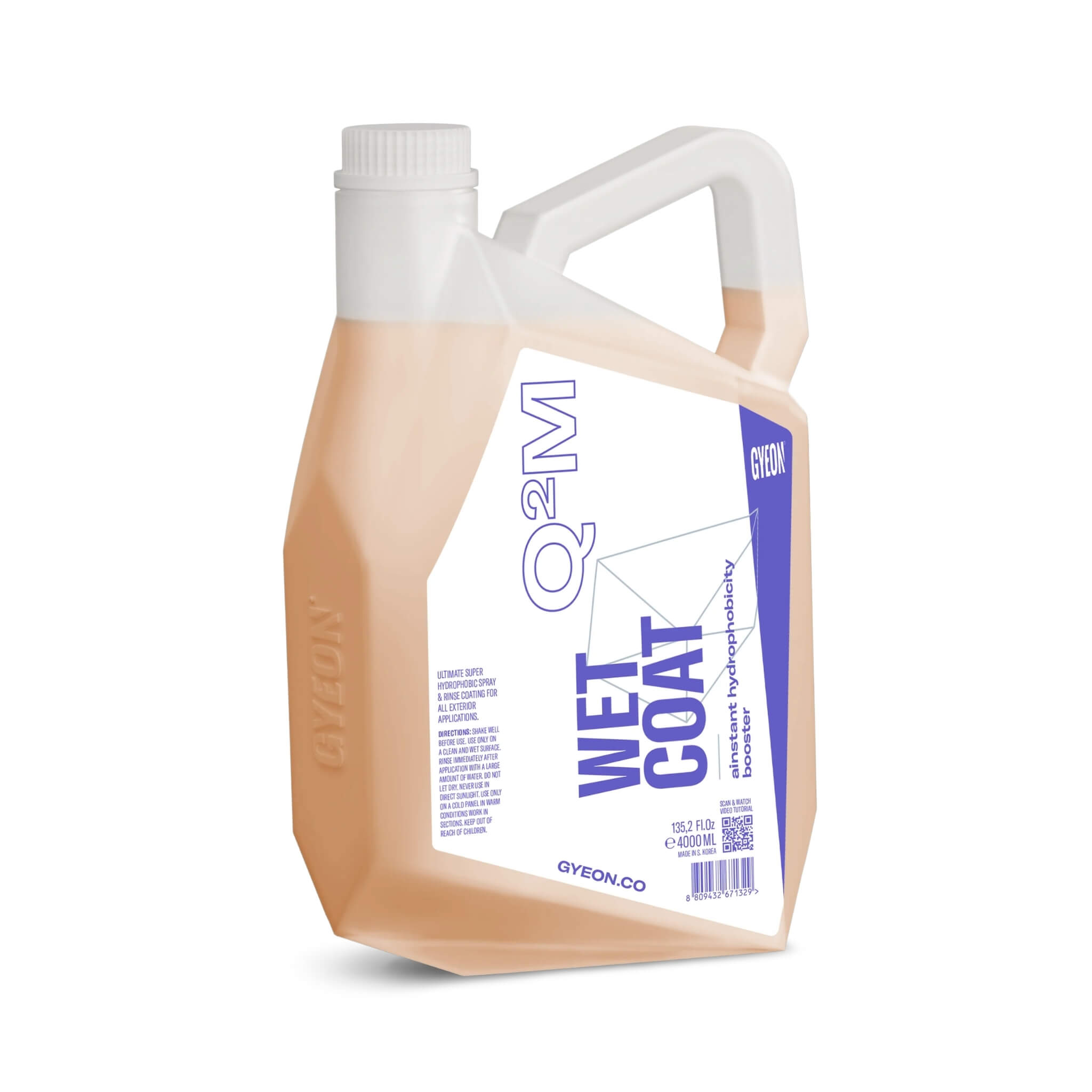 Gyeon Q²M WetCoat spray-on rinse-off sealant instant gloss, hydrophobic paint protection, and water beading.