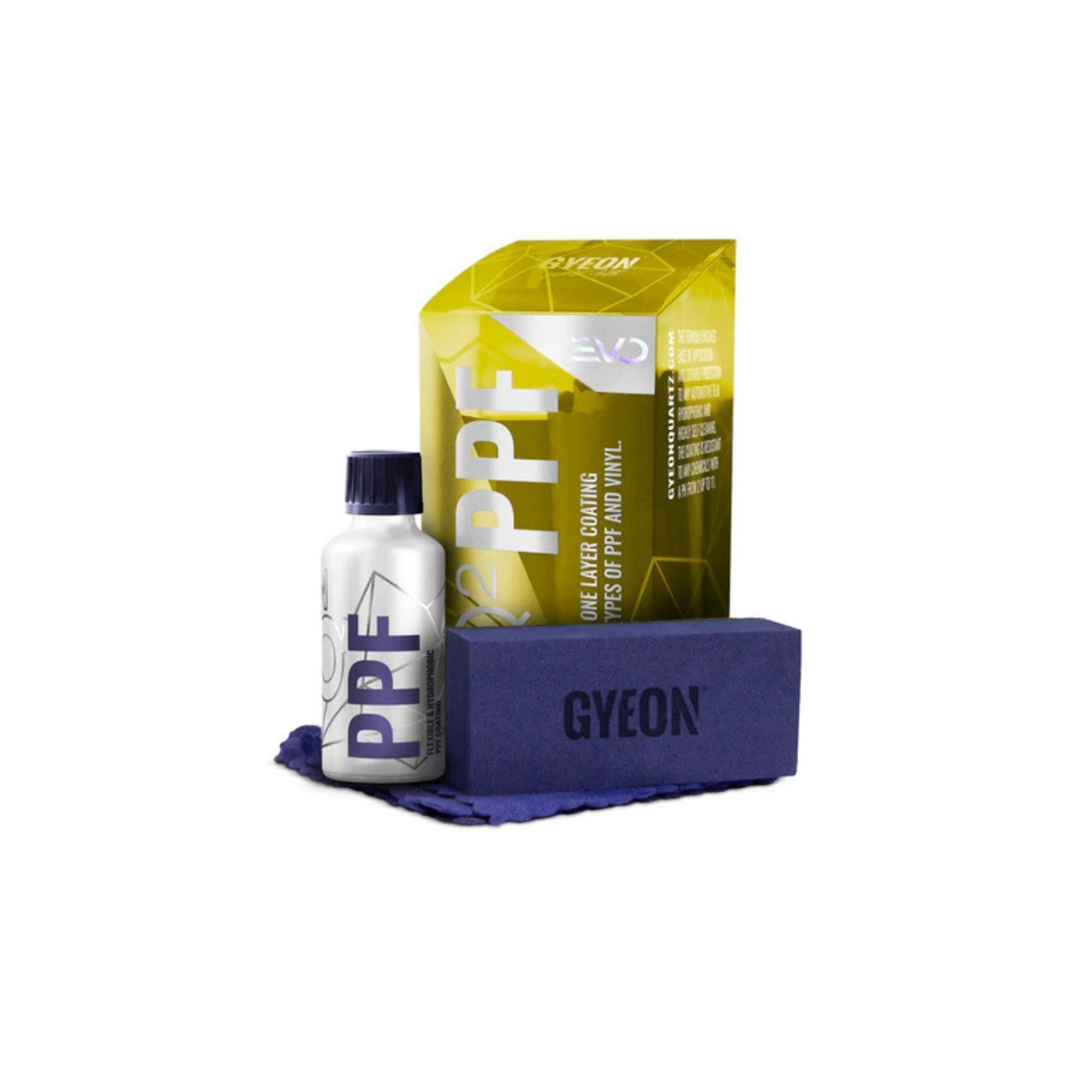 Gyeon Q² PPF EVO flexible one-layer coating for PPF and vinyl, providing durable protection and easy application.