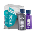 Gyeon Q² Syncro EVO ceramic coating kit with MOHS EVO and SKIN EVO for durable high-gloss paint protection.