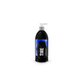 Gyeon Q_Tire bottle that will make your tires brand new. Dark bottle with white background.