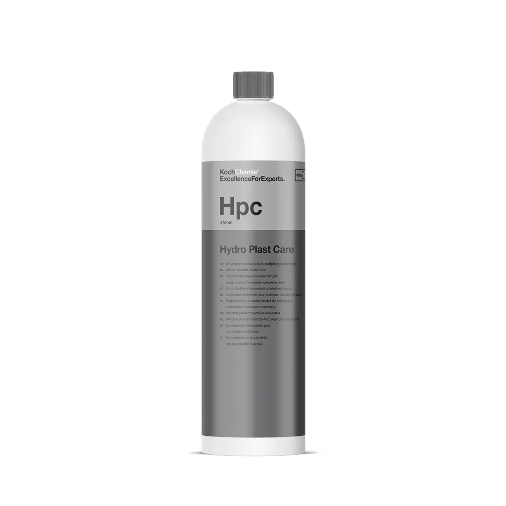 Koch-Chemie Hydro Plast Care, a water-dilutable plastic and rubber care product for interior and exterior use.