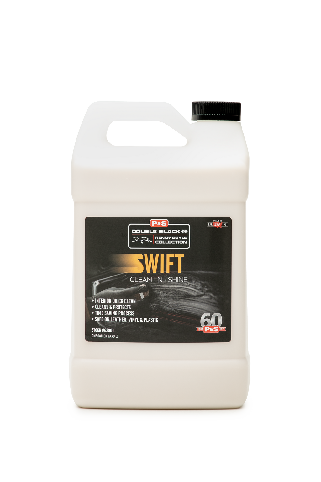 One-gallon jug of P&S SWIFT Clean & Shine, an All-In-One interior quick detail clean and shine product.