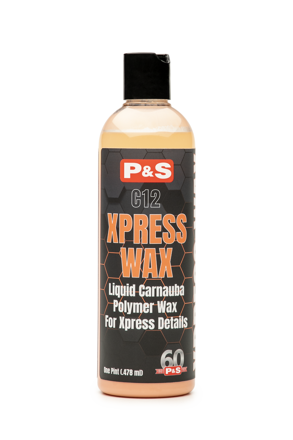 16 oz bottle of P&S Xpress Wax, designed for quick and easy application on many vehicle finishes to brighten and protect.