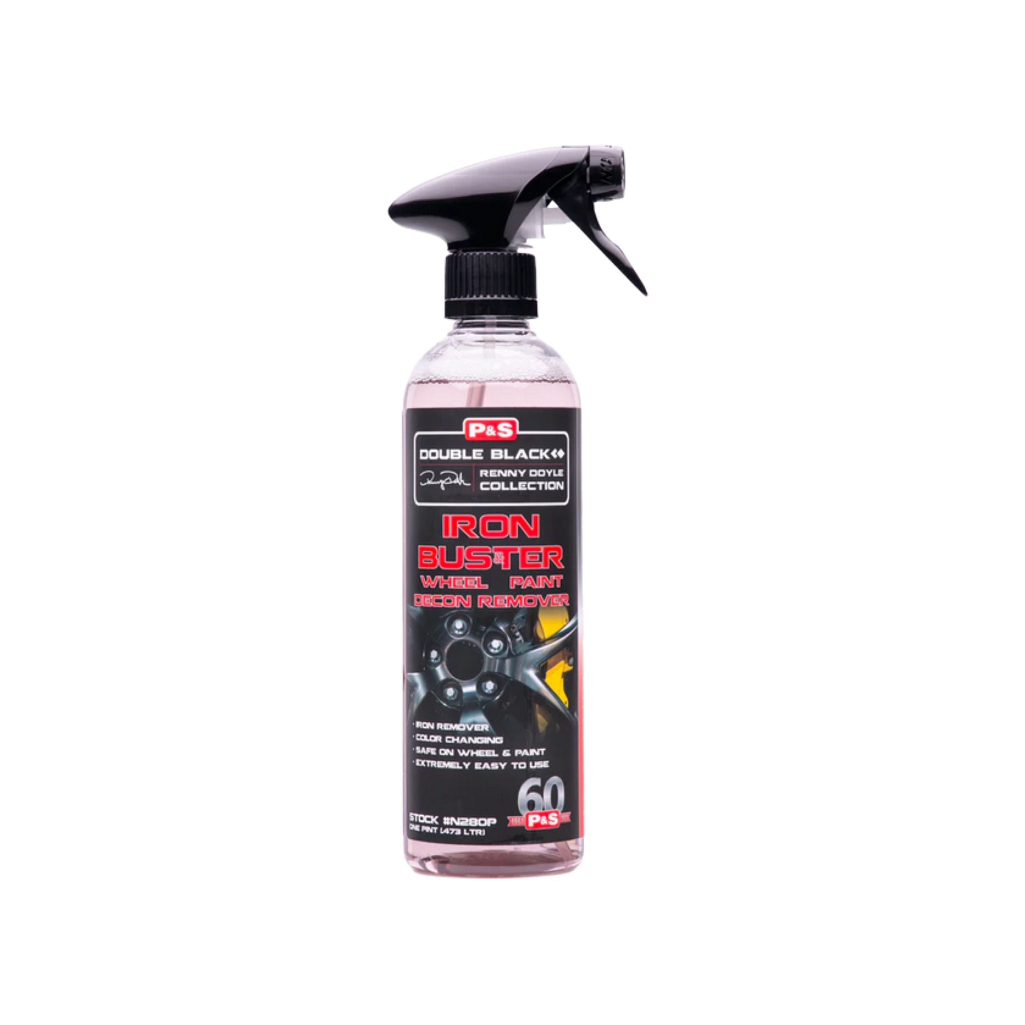16 oz bottle of P&S Iron Buster, a color-changing iron remover that turns purple as it removes ferrous particulates.