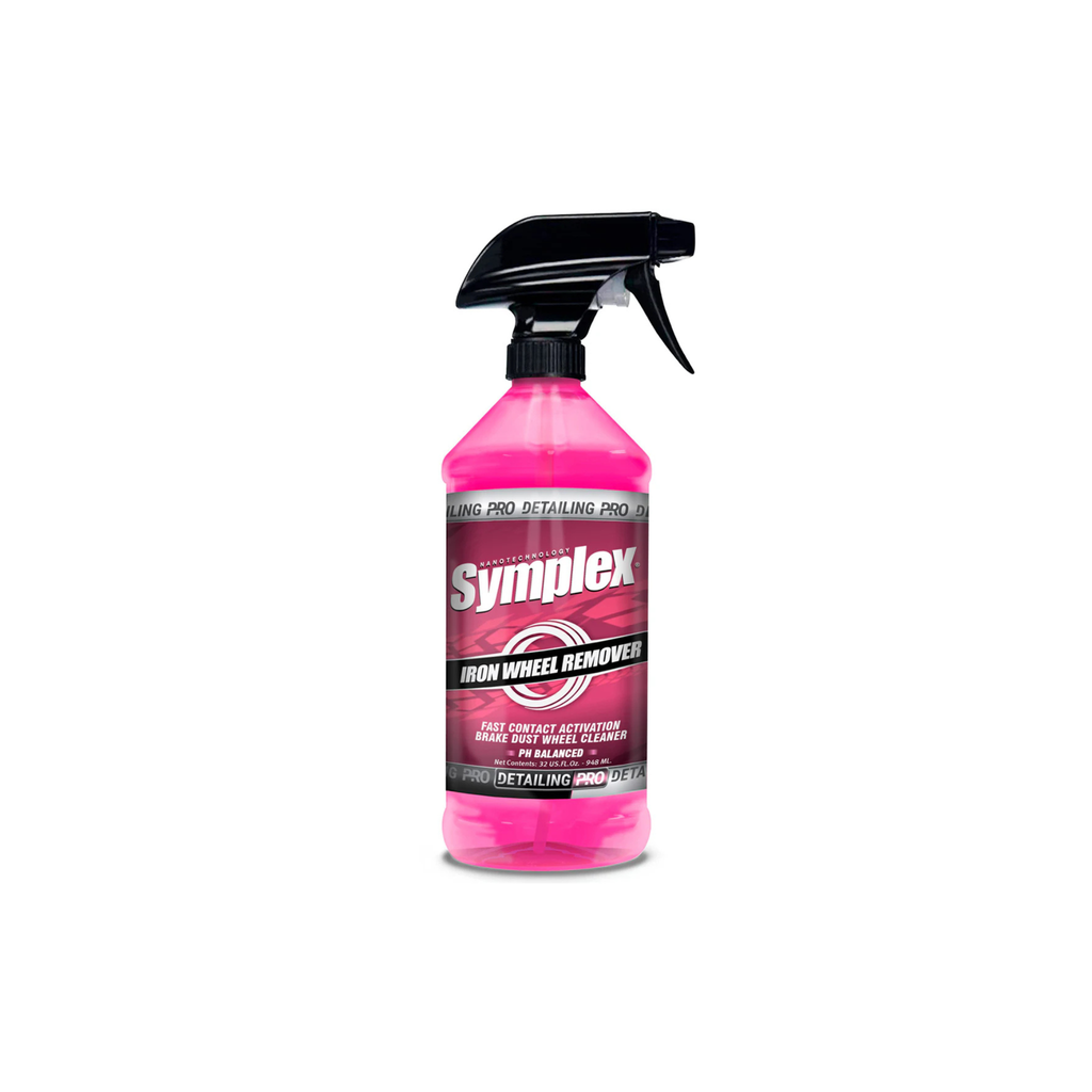 Bottle of Symplex Iron Wheel Cleaner, a car detailing product designed to remove brake dust and iron contaminants from wheels