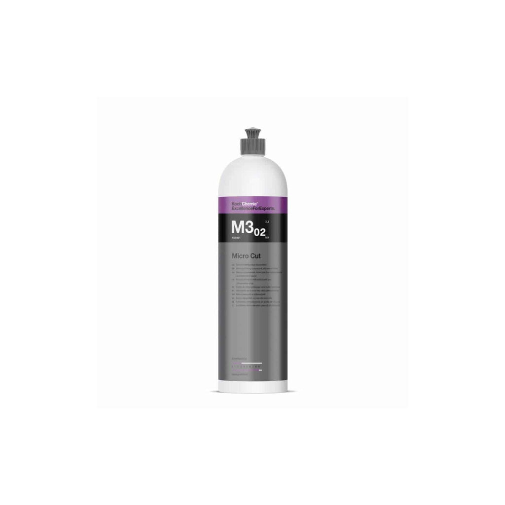1L Koch-Chemie M3.02 Micro Cut polish removes fine scratches, holograms, and sanding marks up to P3000 grit.