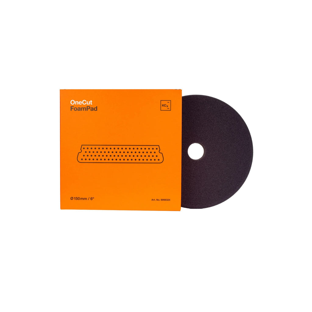 6-inch Koch-Chemie One Cut Pad, medium abrasive foam for moderate scratch removal with excellent stability and flexibility.