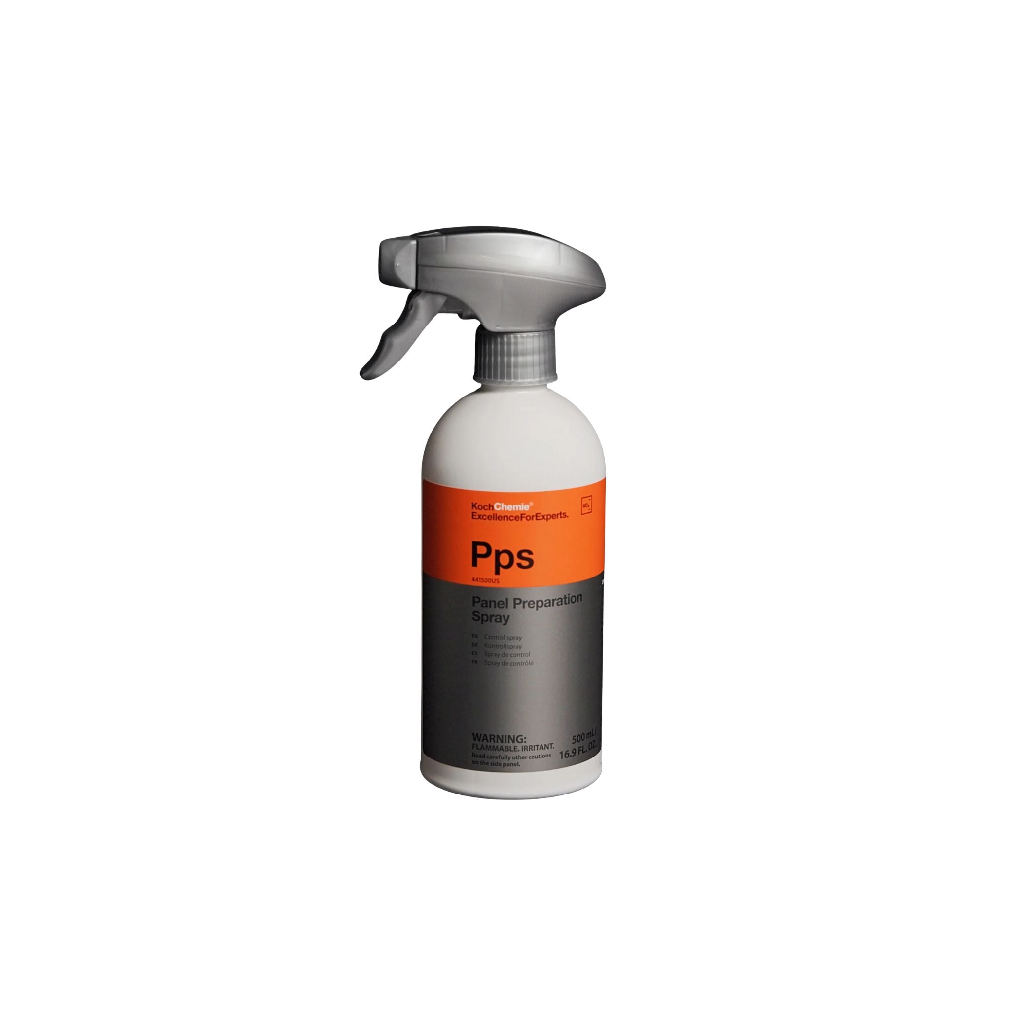 500ml Koch-Chemie Panel Preparation Spray removes grease, silicone, and contaminants for flawless paint adhesion.