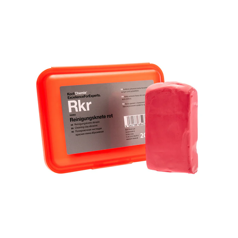 Koch-Chemie Clay Bar Red Abrasive 200g, for removal of tough contaminants, ideal before polishing or wiper install.