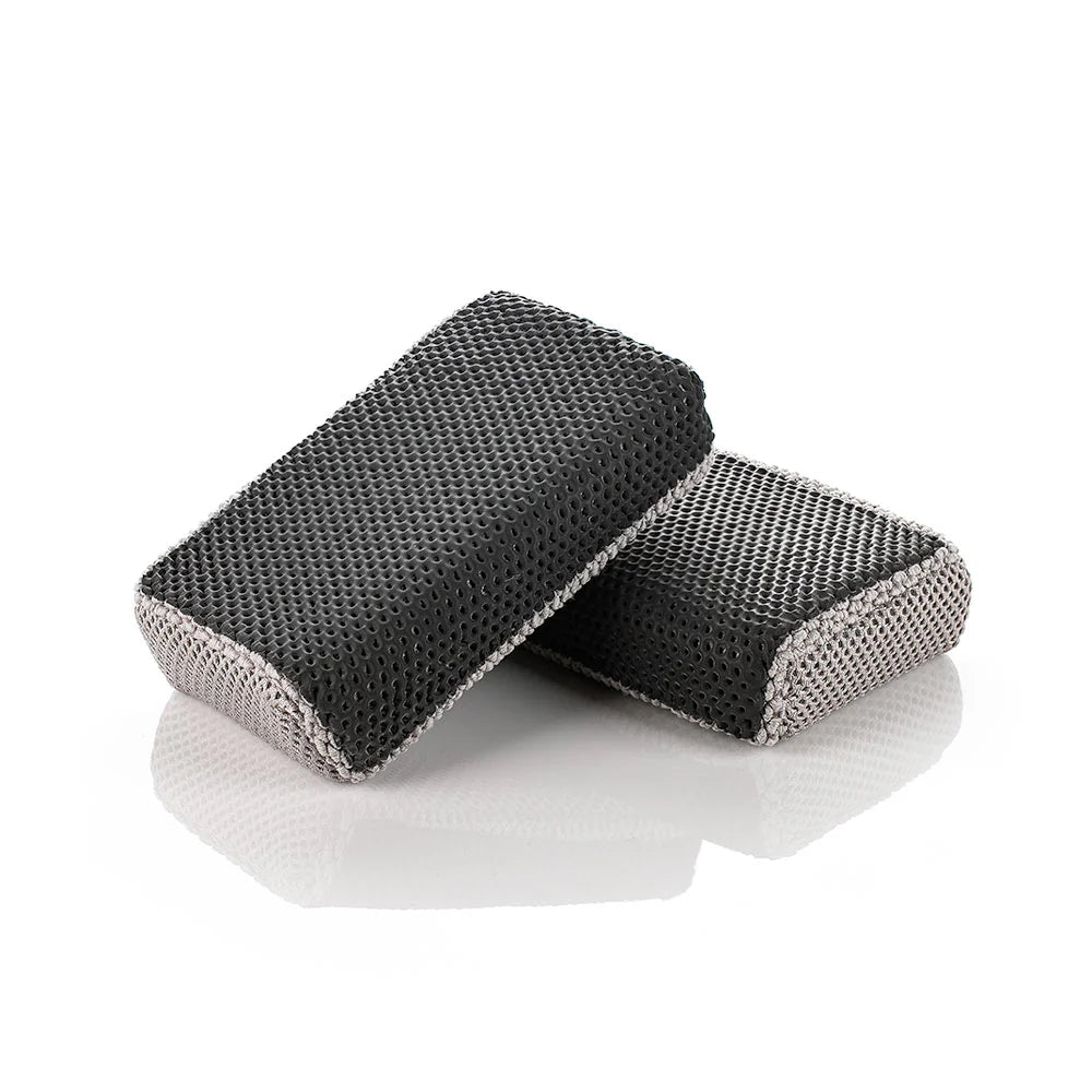 Koch-Chemie Clay Scrubber Black-Grey 2PK, dual-sided pads for effective hand removal of surface contaminants from paint.