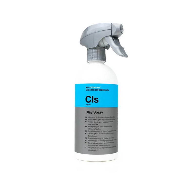 Koch-Chemie Clay Spray 500ml, lubricant for smooth, safe use of clay bars and pads on paint, glass, and other surfaces.