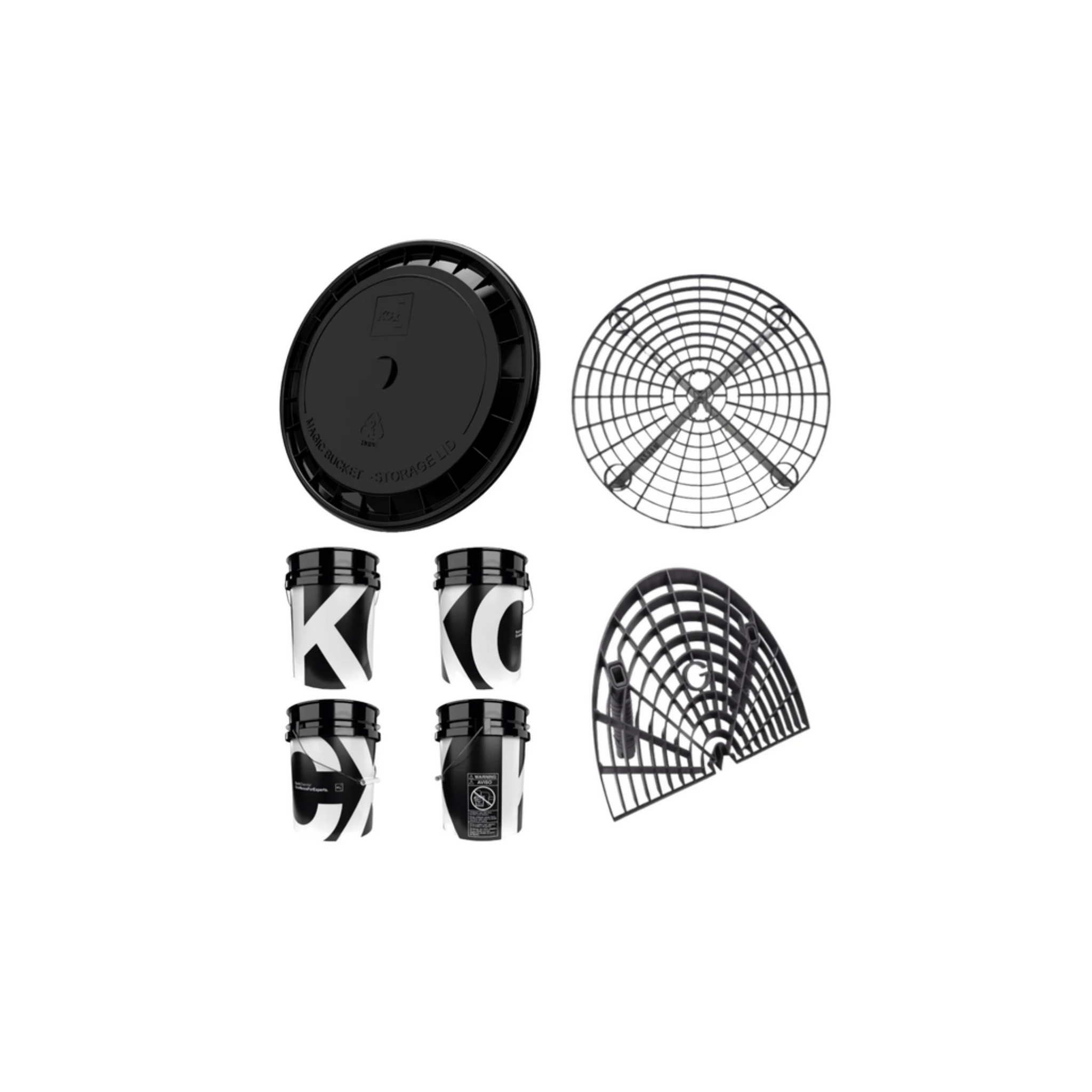 Koch-Chemie 5 GAL Detailing Bucket Set with lid and strainer, features reinforced rim and durable plastic build.