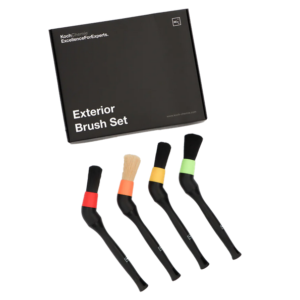 Koch-Chemie Exterior Brush Set with four angled brushes for precise and complete vehicle detailing and surface care.