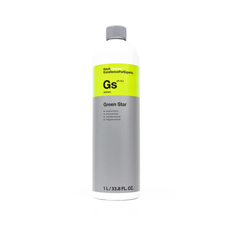 Koch-Chemie Green Star 1L all-purpose cleaner for powerful, alkaline cleaning on vehicles, engines, and floors.