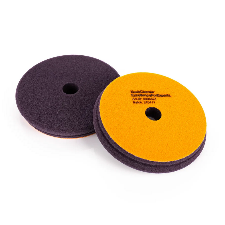 5-inch Koch-Chemie One Cut Pad, medium abrasive foam for moderate scratch removal with excellent stability and flexibility.