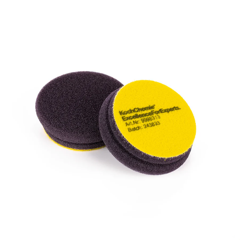3-inch Koch-Chemie Fine Cut Pad, medium abrasive sponge designed for effective scratch removal and smooth polishing.