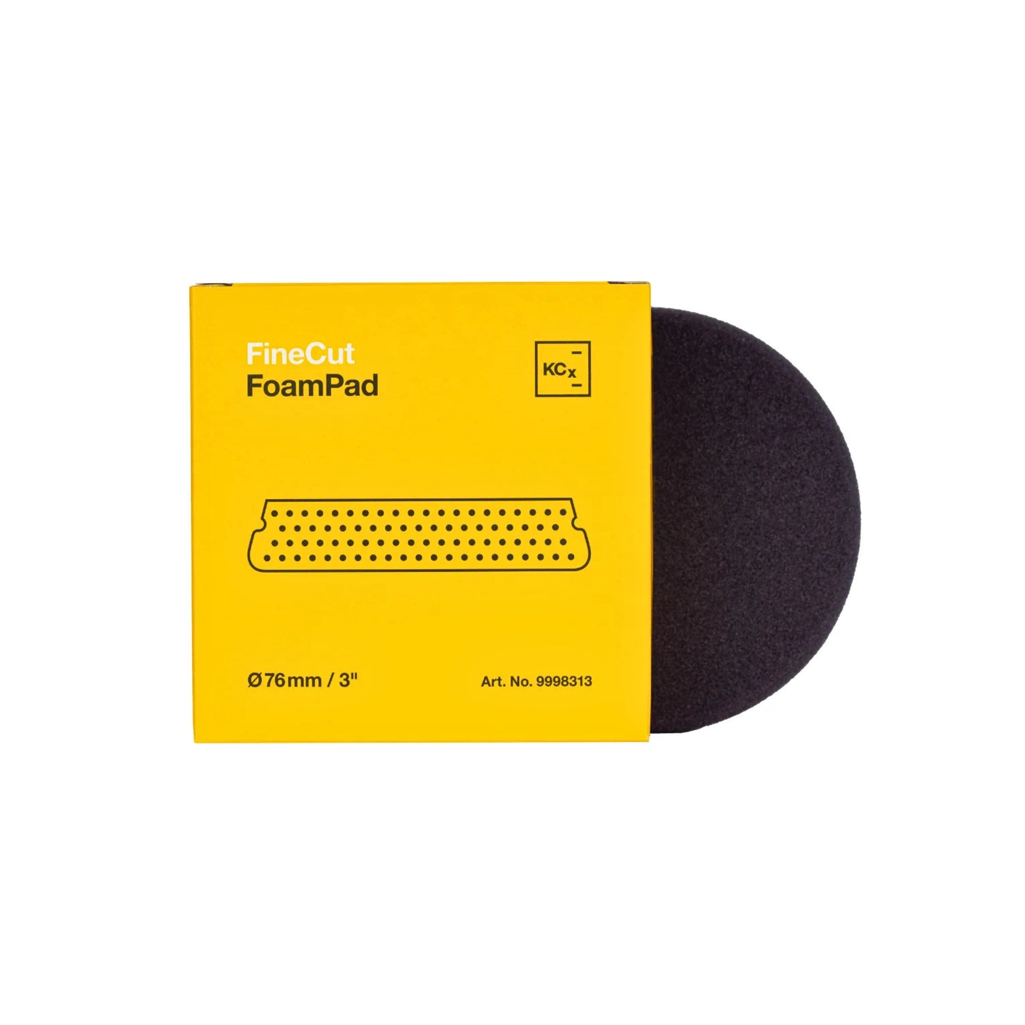 3-inch Koch-Chemie Fine Cut Pad, medium abrasive sponge designed for effective scratch removal and smooth polishing.