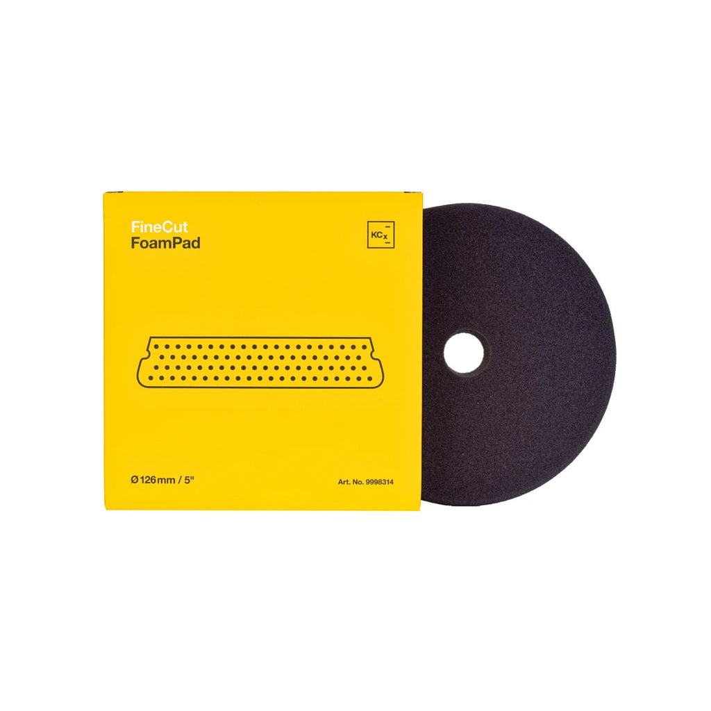 5-inch Koch-Chemie Fine Cut Pad, medium abrasive sponge designed for effective scratch removal and smooth polishing.
