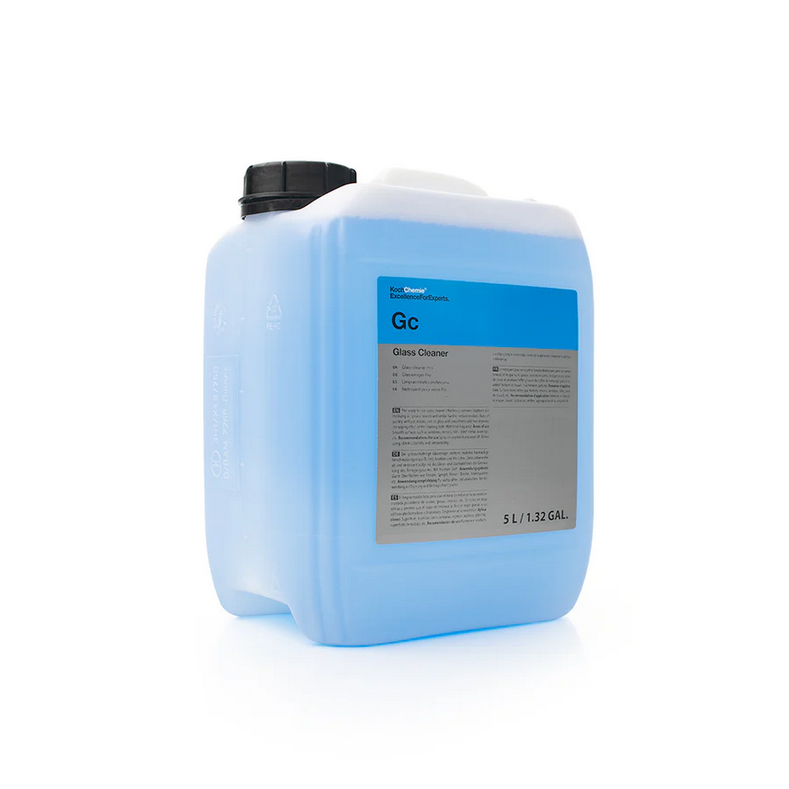5L Koch-Chemie Glass Cleaner for streak-free removal of dirt, oil, grease, and insects from vehicle glass.