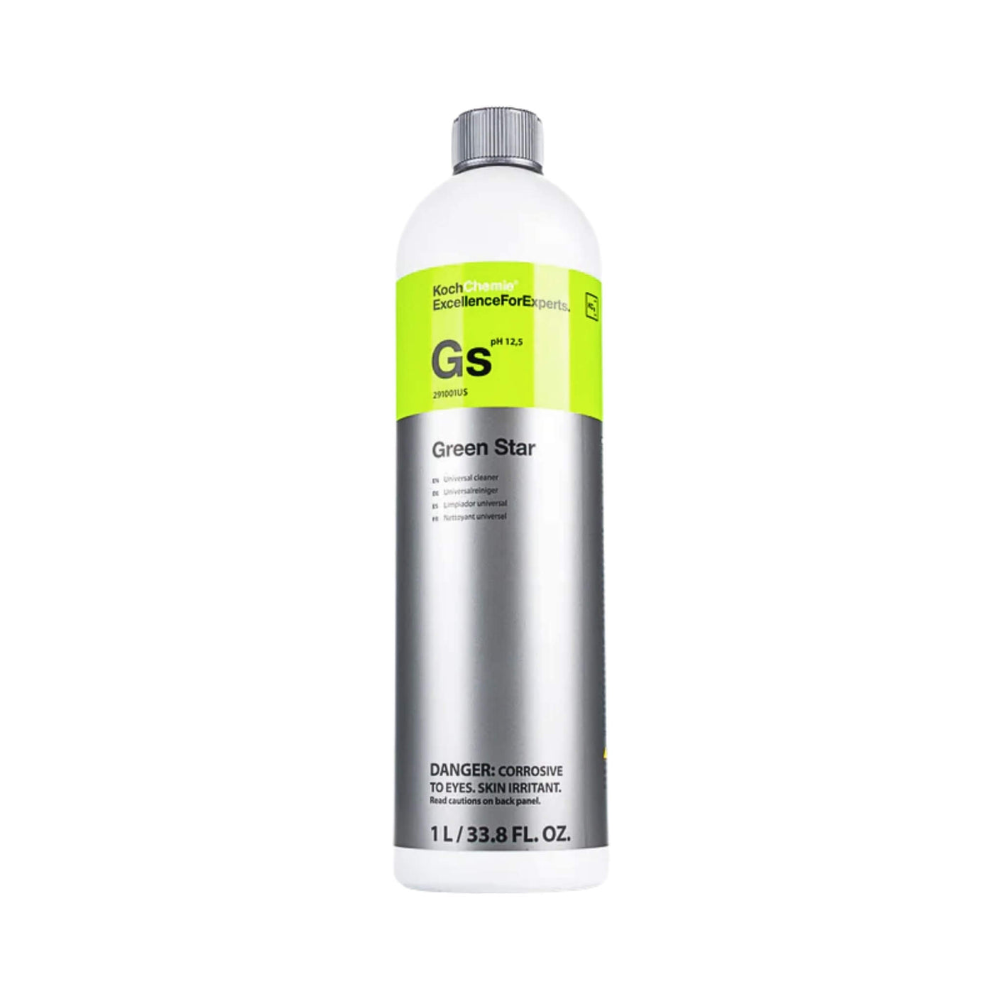 Koch-Chemie Green Star 1L all-purpose cleaner for powerful, alkaline cleaning on vehicles, engines, and floors.