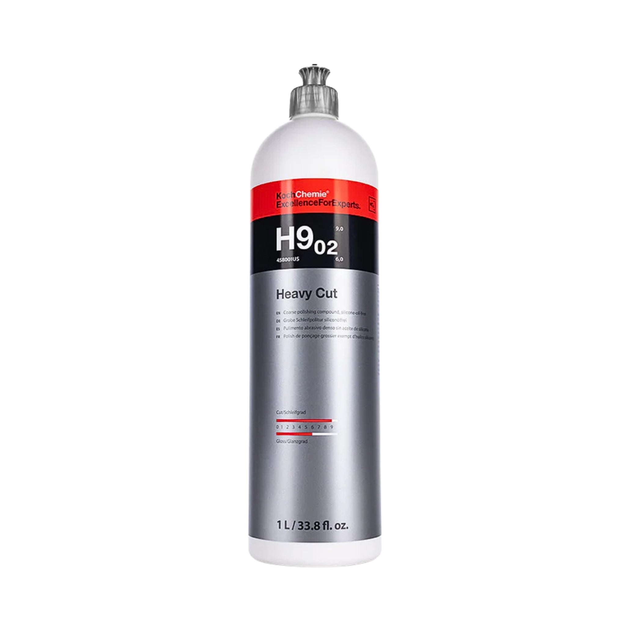 1L Koch-Chemie Heavy Cut H9.02 coarse polishing compound, silicone-oil-free for fast, effective paint correction.