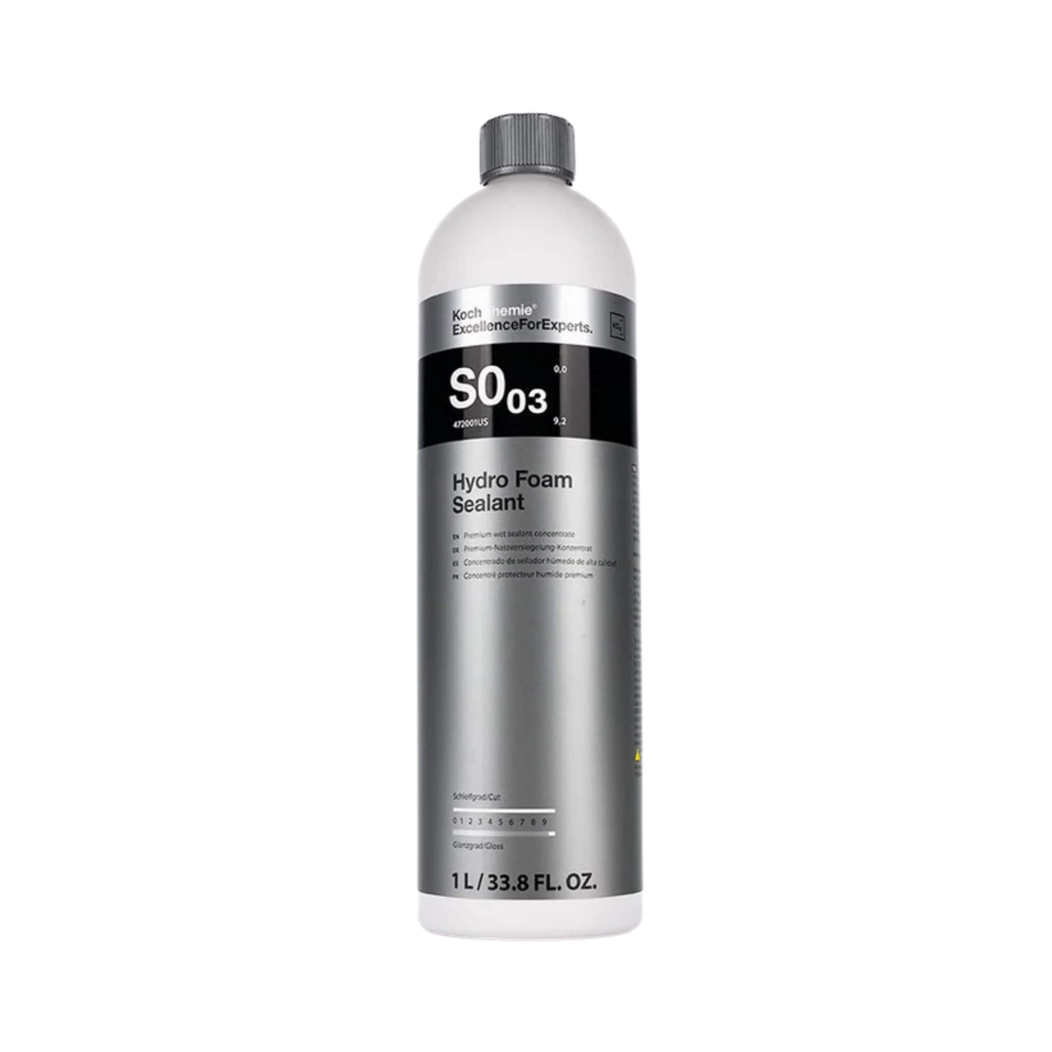 Koch-Chemie Hydro Foam Sealant S0.03 hydrophobic sealant for paint, glass & plastic with deep gloss and fruity cherry scent.
