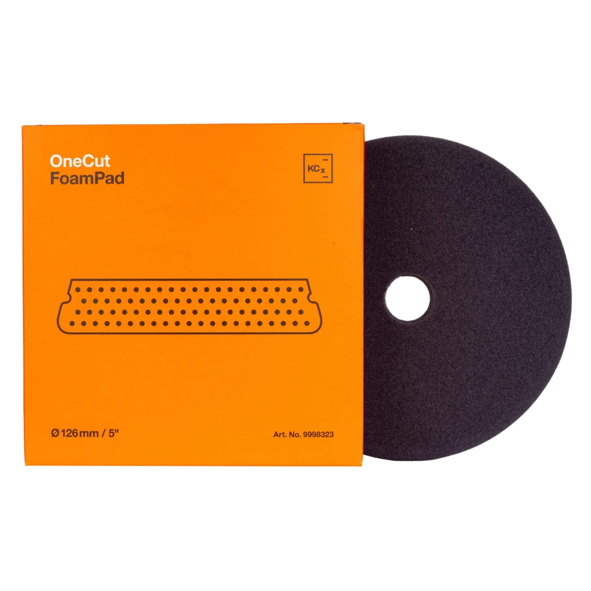 5-inch Koch-Chemie One Cut Pad, medium abrasive foam for moderate scratch removal with excellent stability and flexibility.