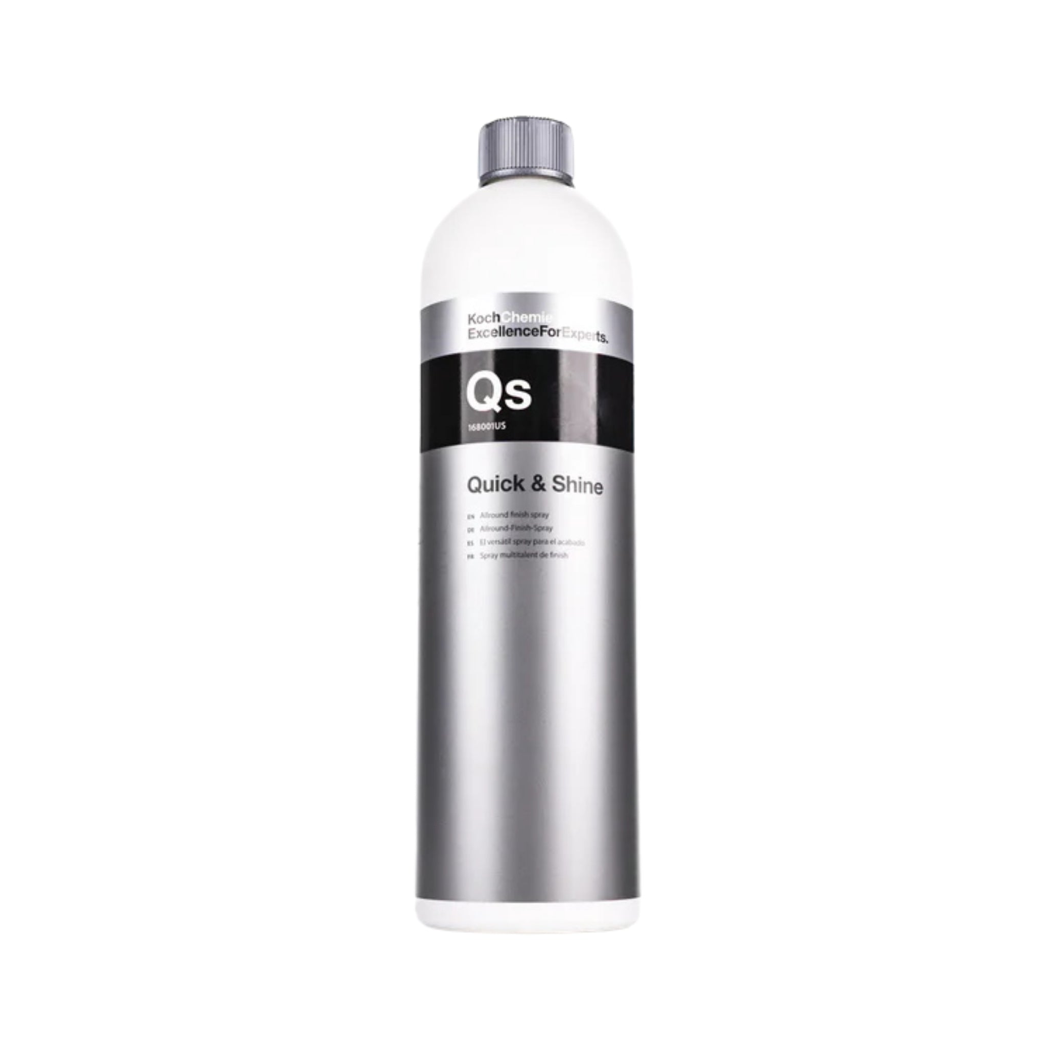 Koch-Chemie Quick & Shine all-around quick detailer for smooth, painted surfaces including vehicles, glass, and plastics.
