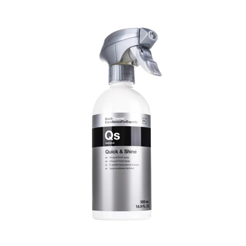 Koch-Chemie Quick & Shine all-around quick detailer for smooth, painted surfaces including vehicles, glass, and plastics.