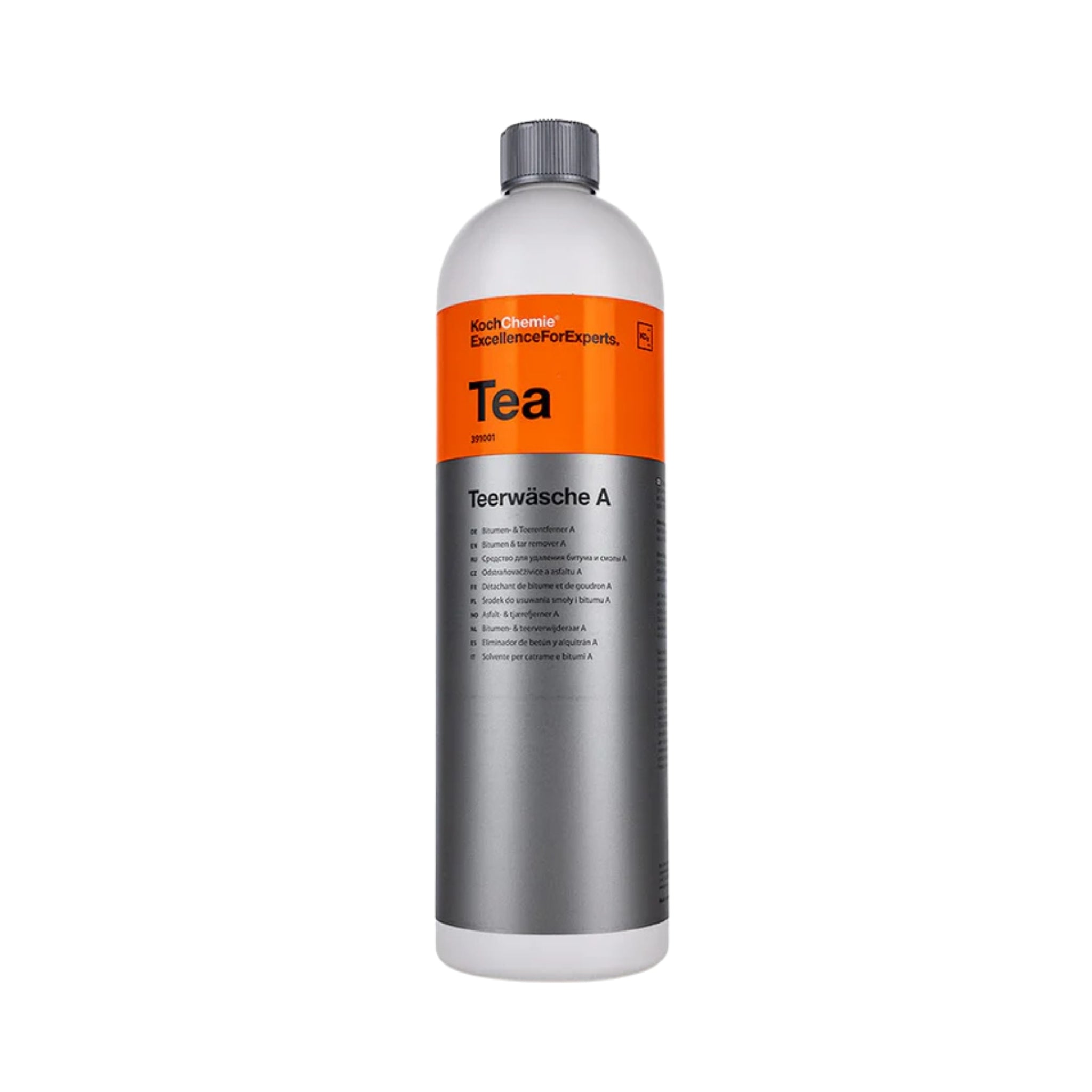 Koch-Chemie Teerwasche A 1L bottle for removing tar, oil, and adhesive residues from vehicle surfaces.