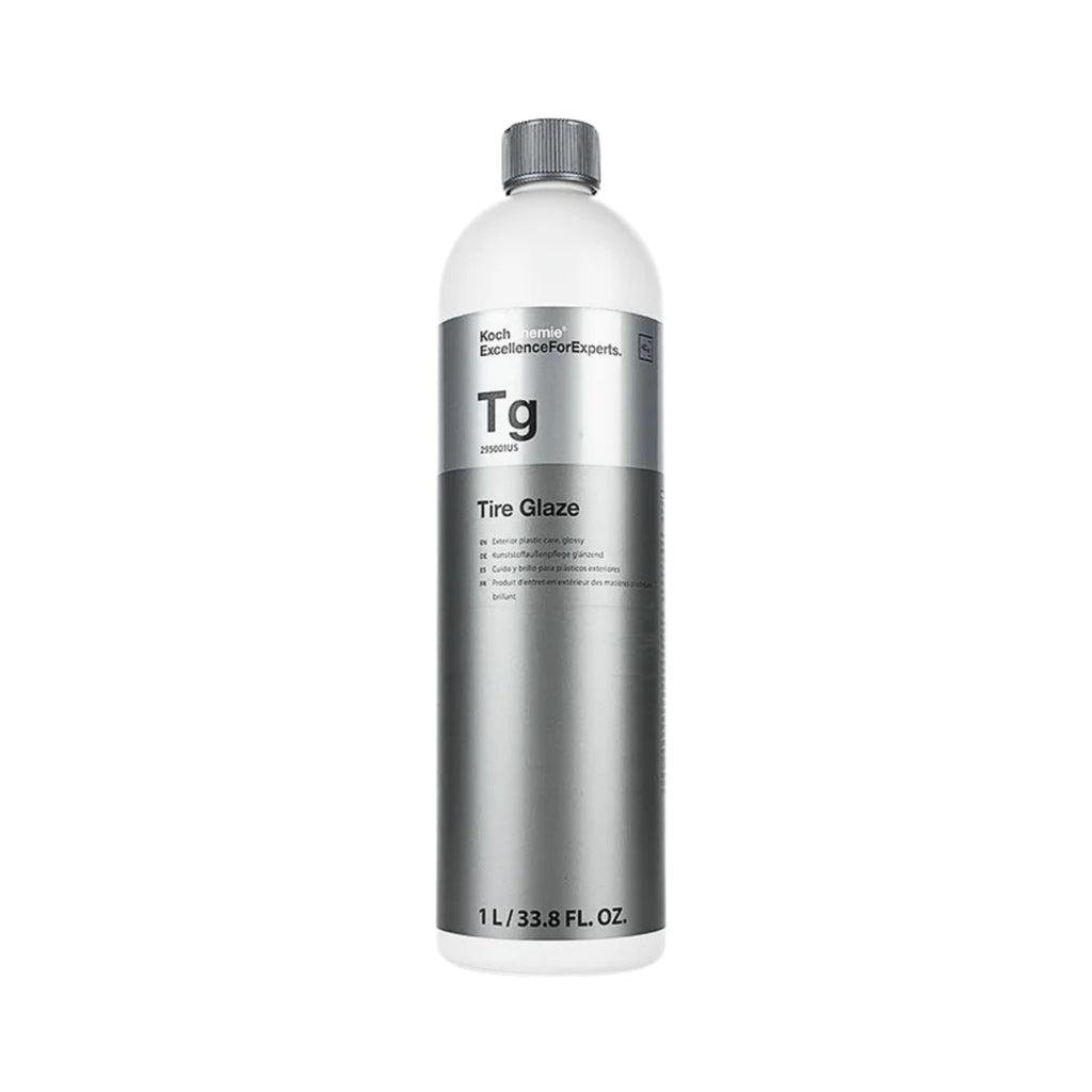 1L Koch-Chemie Tire Glaze, a solvent-based formula for restoring deep black shine and protection to tires.