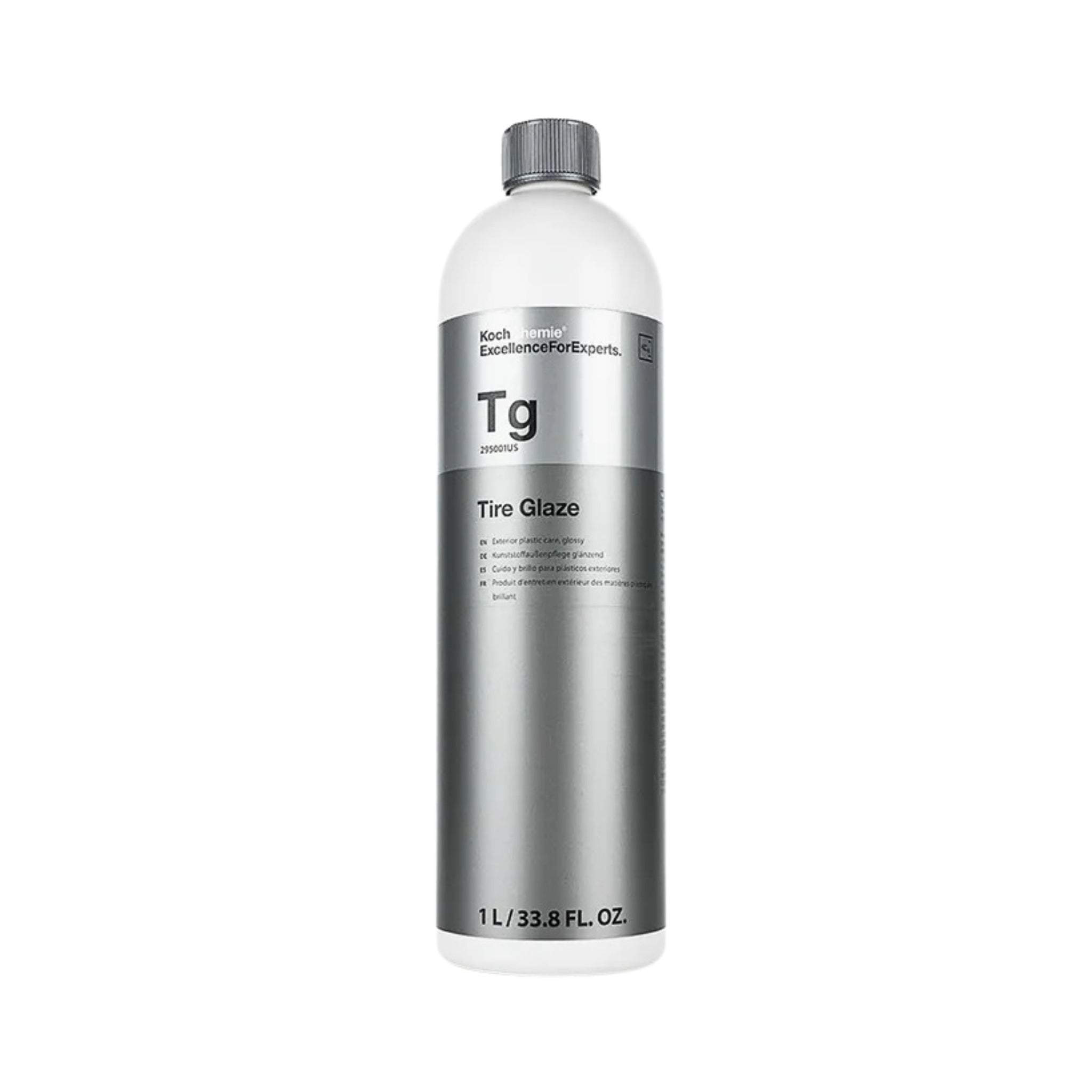 1L Koch-Chemie Tire Glaze, a solvent-based formula for restoring deep black shine and protection to tires.