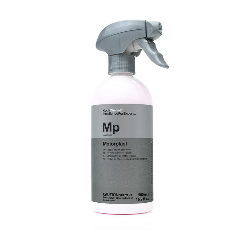 500mL Koch-Chemie Motorplast protective coating for engine bays, providing long-lasting protection and a clean finish.
