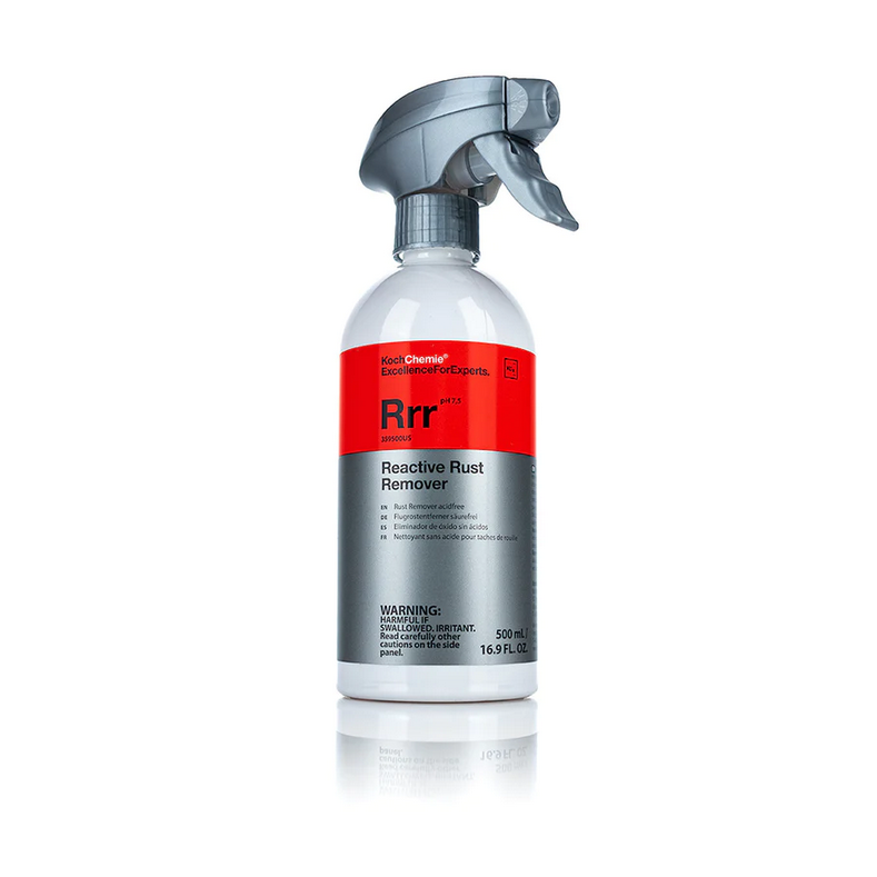 Koch-Chemie RRR Reactive Rust Remover bottle used for removing rust and iron deposits from surfaces.