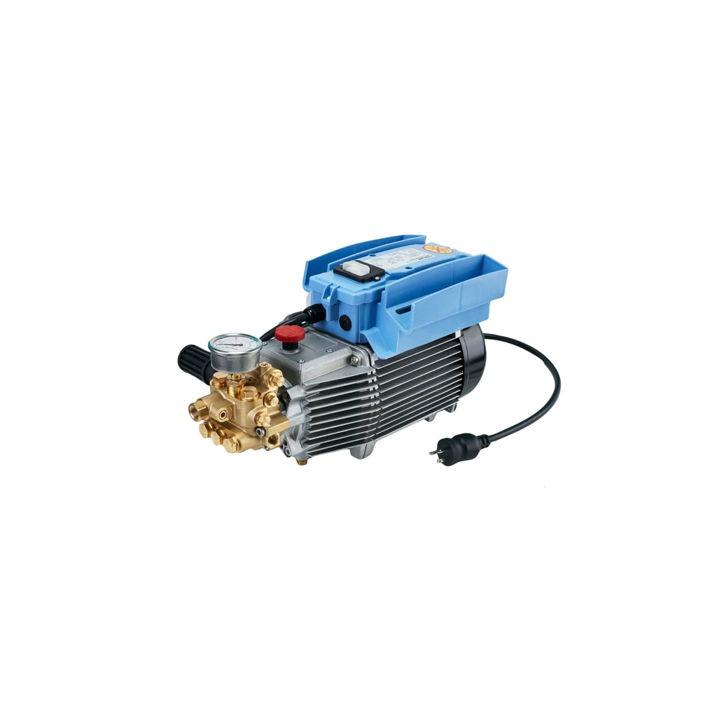 Kranzle K2100 PMU 110v pump with switch, plug, and cord, featuring durable brass head and low-rpm motor design. PN 0200496