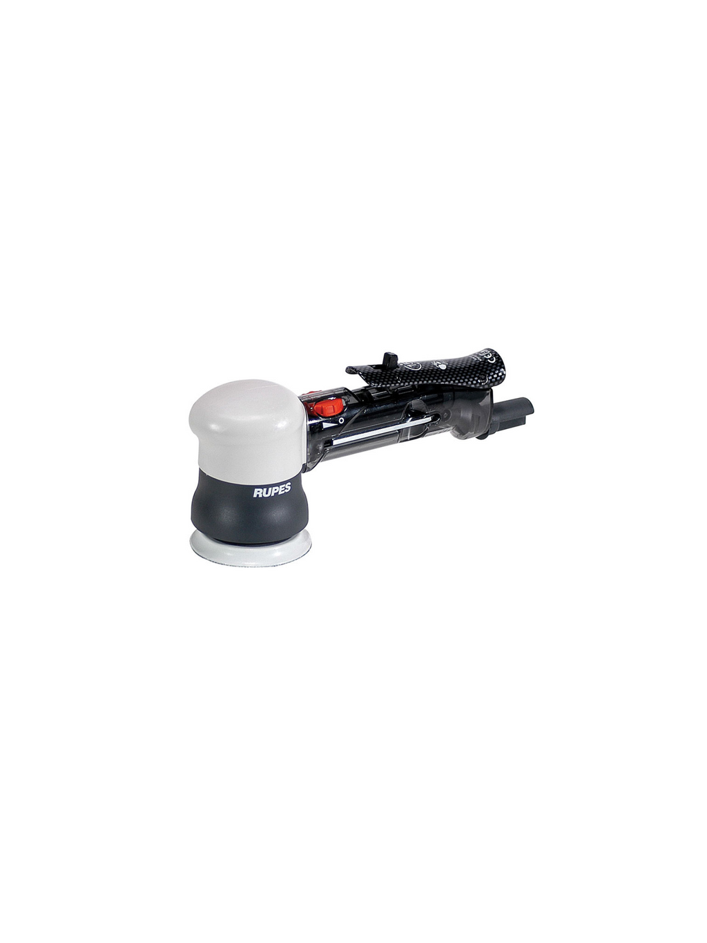 Overview of RUPES LHR75, a pneumatic mini random orbital polisher with a 15mm orbit and 3-inch backing plate.