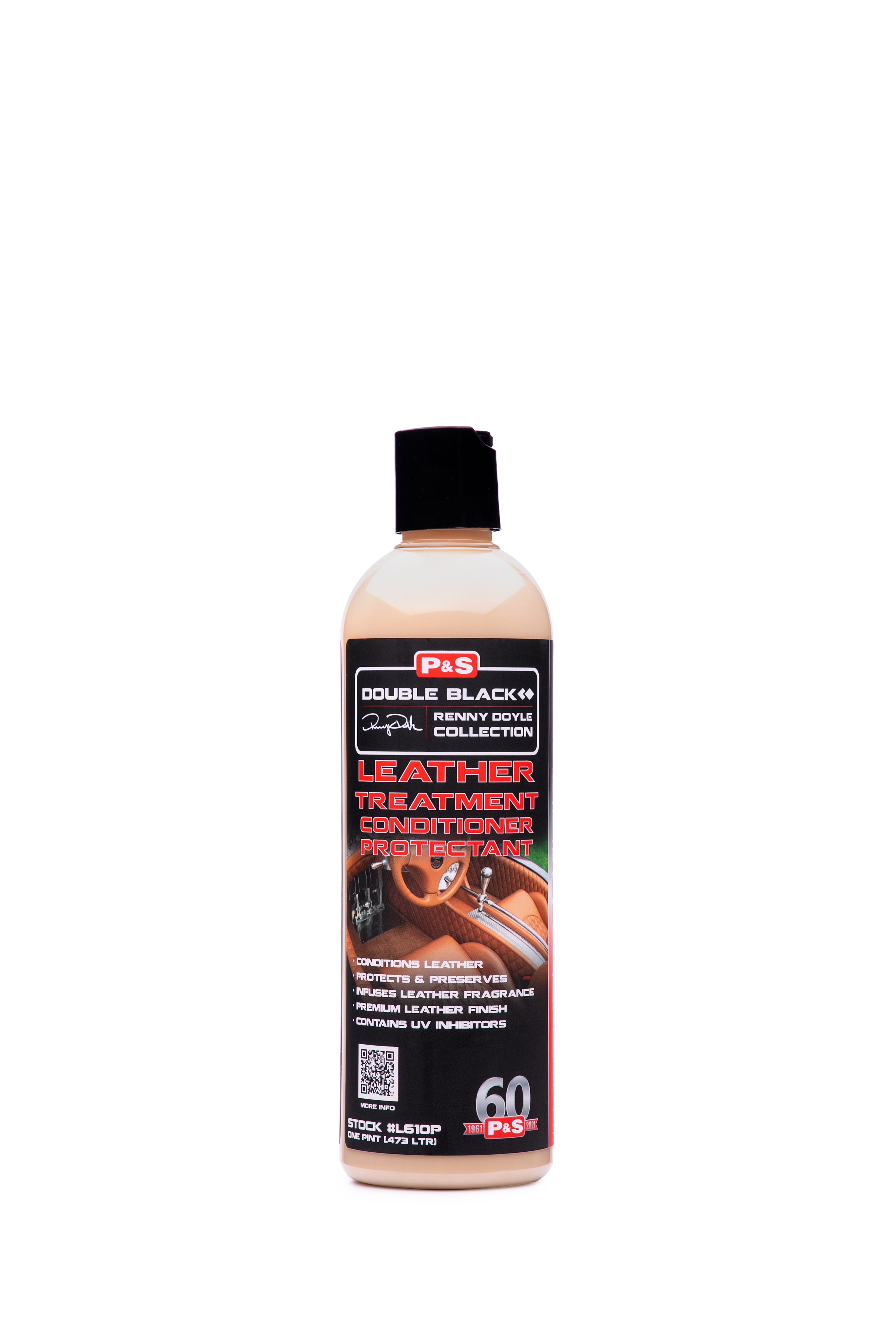 16 oz bottle of P&S Leather Treatment, a conditioner with UV protection and a rich leather scent.