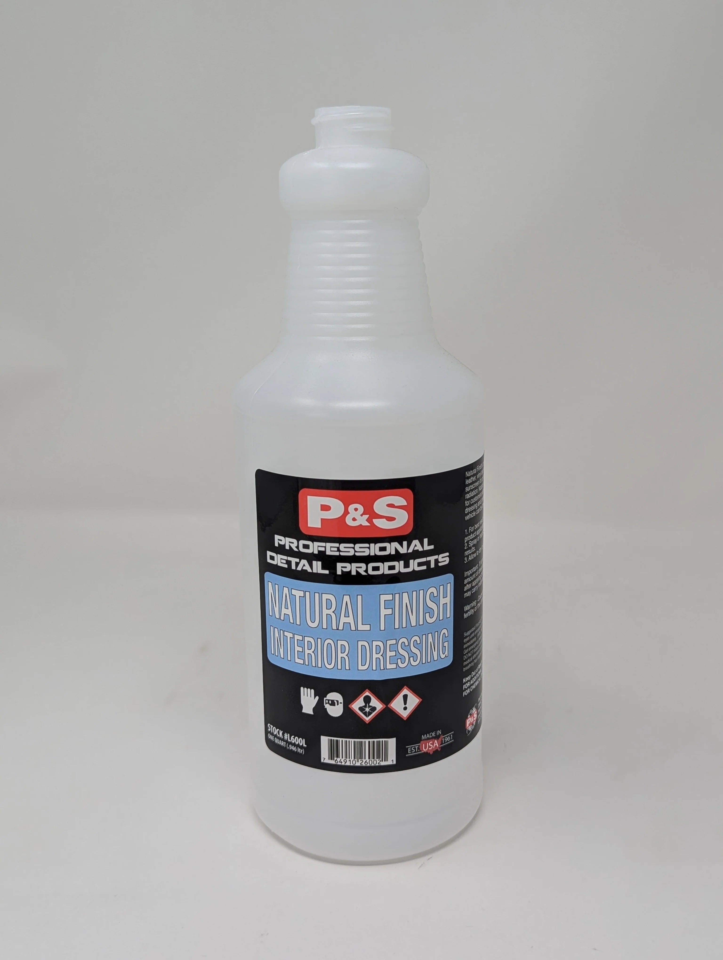 32 oz bottle of P&S Natural Finish Dressing with UV protection that leaves a premium, low-gloss finish on surfaces.